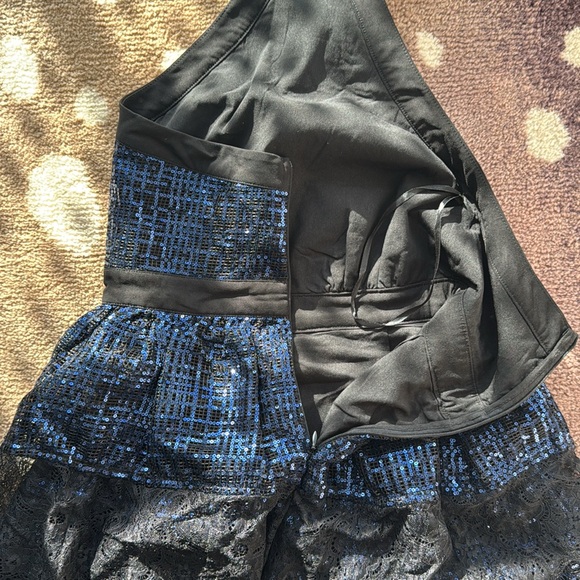 Navy Sequin Halter Dress - Picture 11 of 11